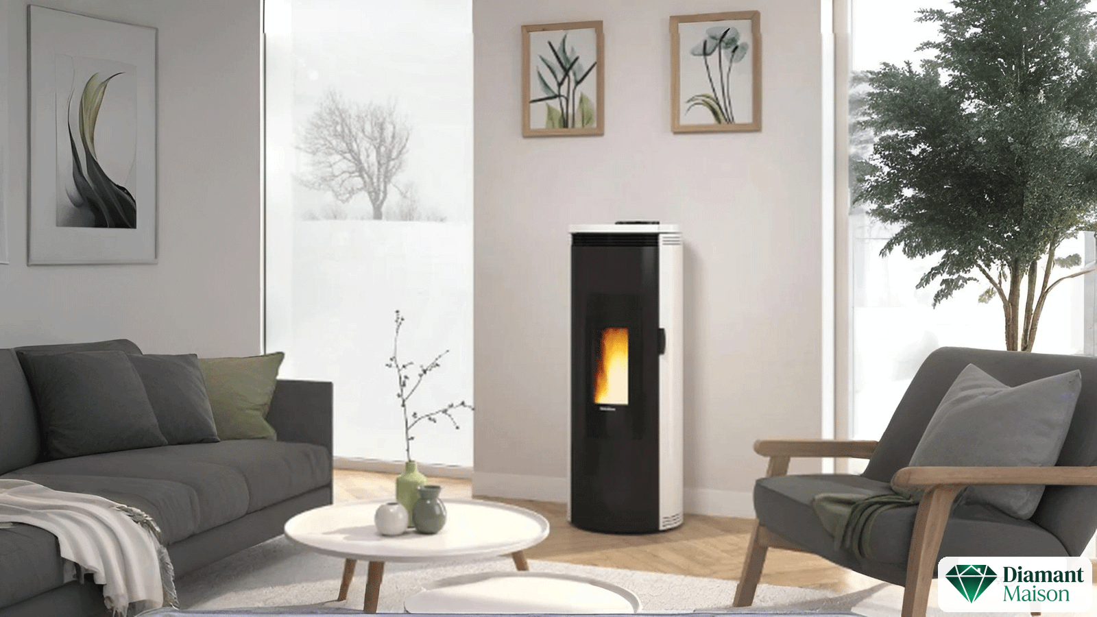 Dimensions du poêle à granulés Extraflame Amika AD 460 x 1200 x 465 mm