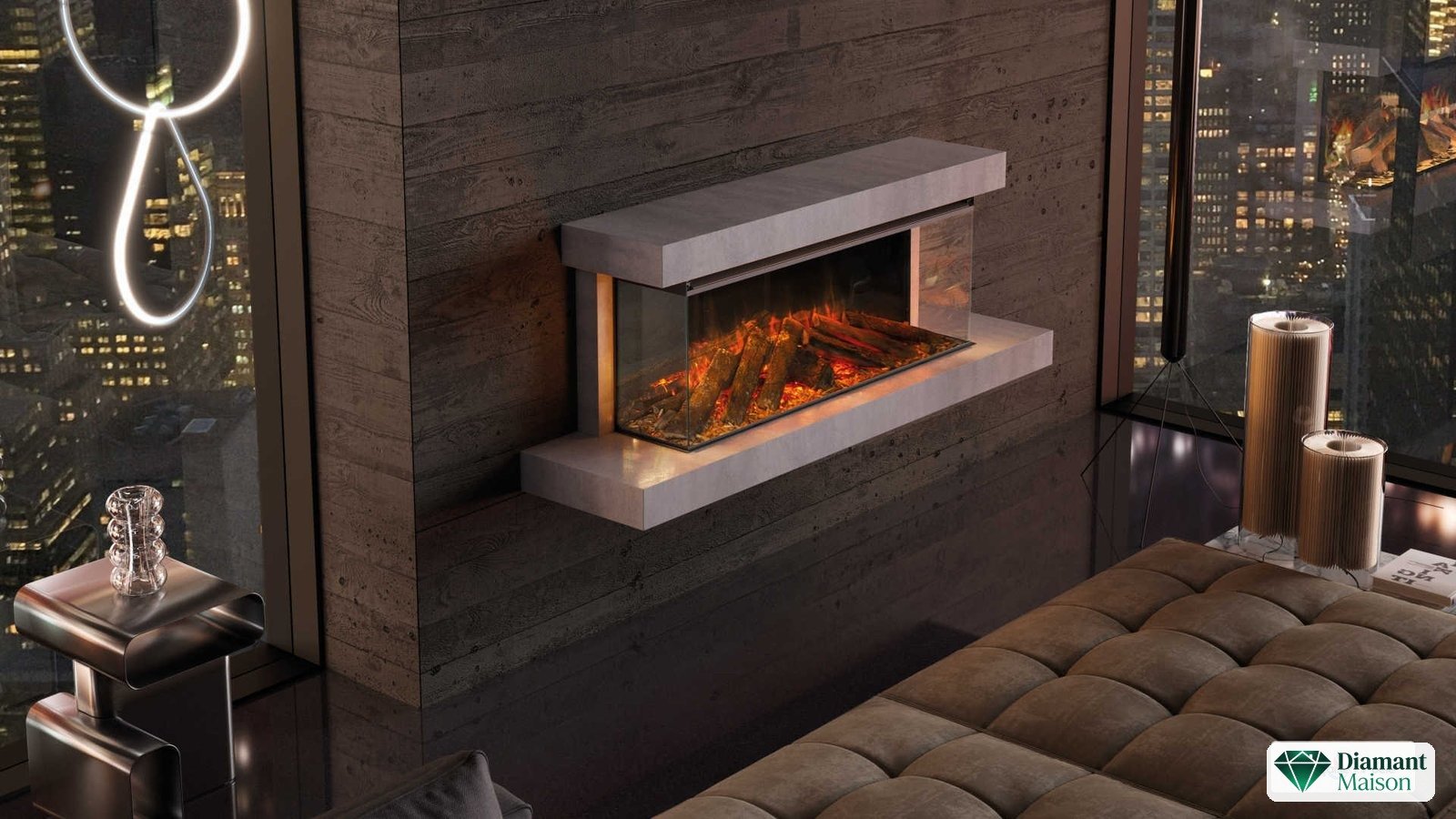 Cheminée électrique Lumen 1200  2000W - craie -LA NORDICA EXTRAFLAME-