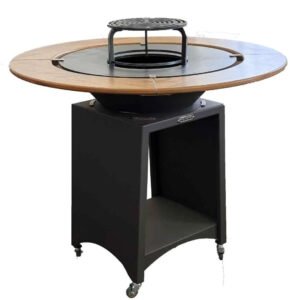 Brasero plancha avec table en bois – Kit Fiesta Ø 75