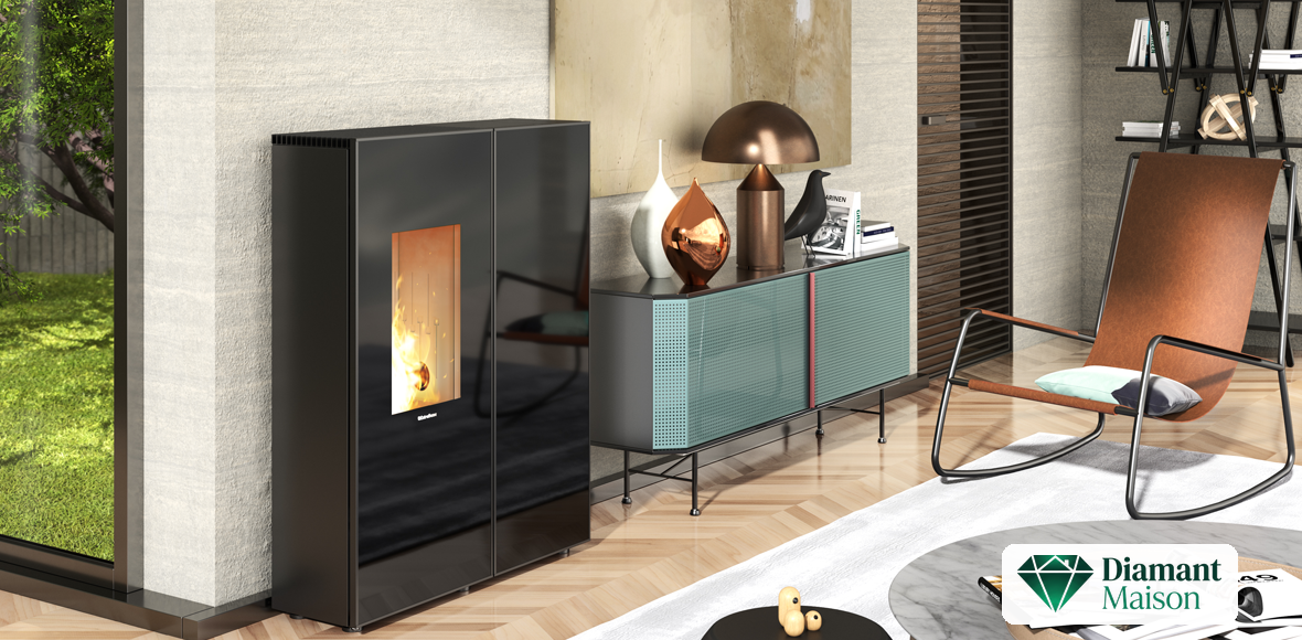 Poêle à Granulés Canalisable 10 kW SHARON + Kit Ventouse